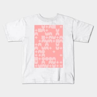 Girly Pinkish Geometric Pattern - Flowers & Stars #23 Kids T-Shirt